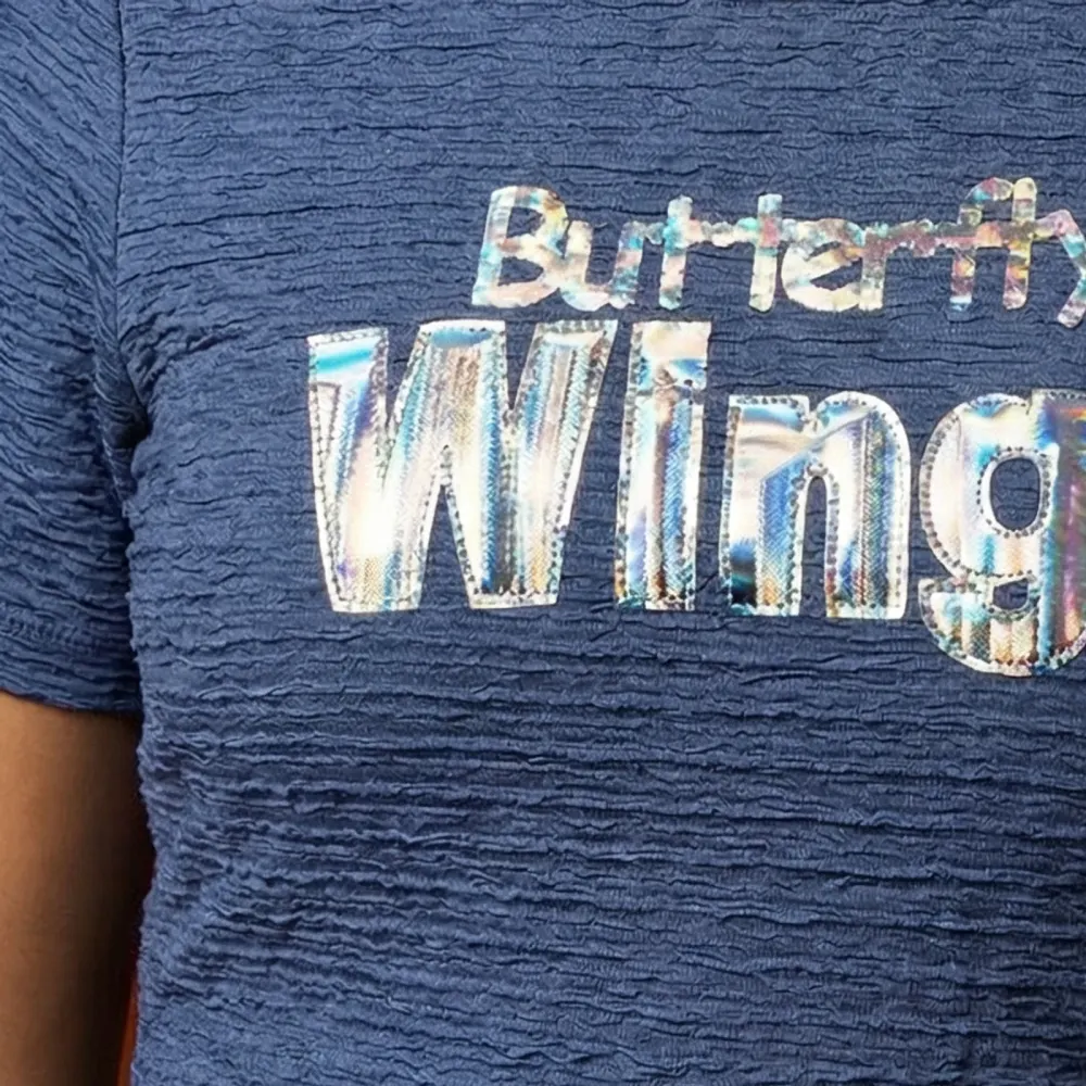 فستان قصير بعبارة «Butterfly Wings» – كحلي — 2