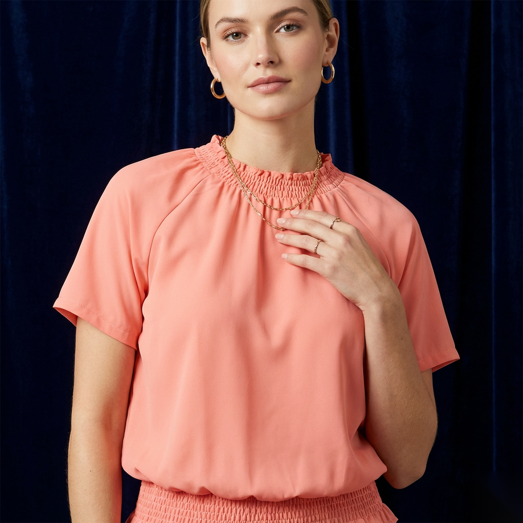 The Coral Smocked Blouse