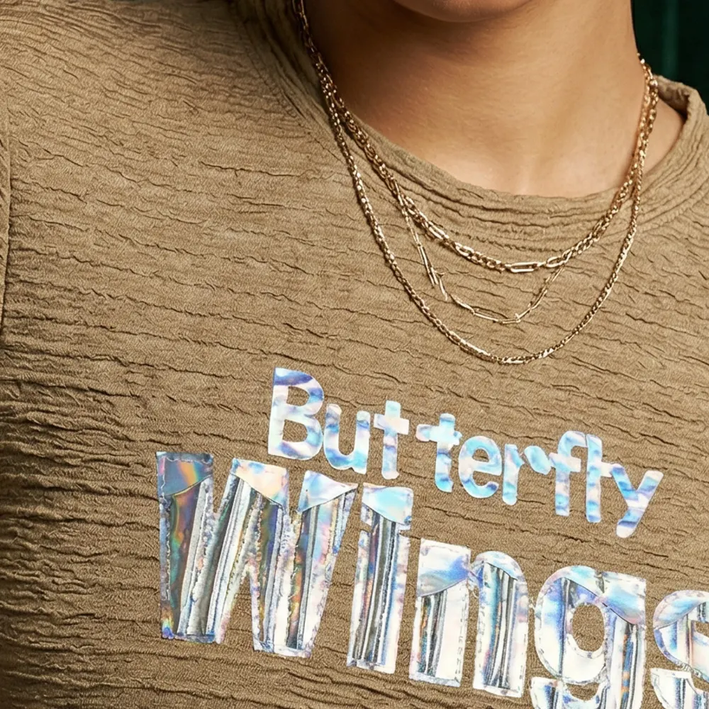 فستان قصير بعبارة «Butterfly Wings» – زيتوني — 2