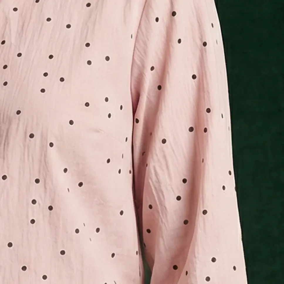 The Tie-Neck Dot Blouse – Rose — 3