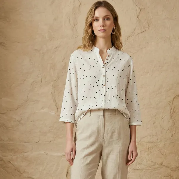 The Pinpoint Dot Blouse – White