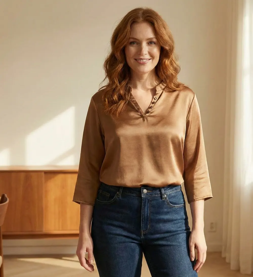 The Sheen Blouse – Brown