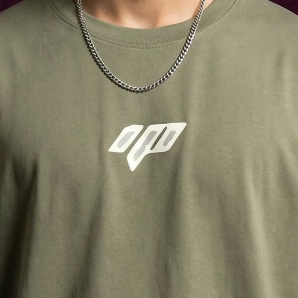 The Geometric Mark Tee – Olive — 3