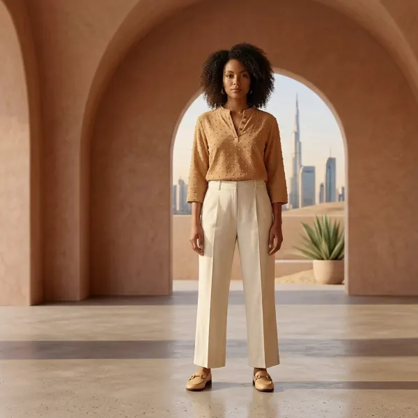 The Embroidered Henley Blouse – Mustard