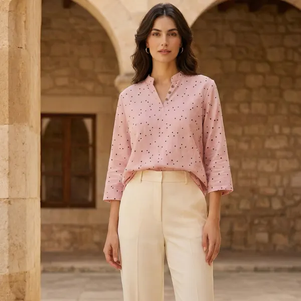 The Pinpoint Dot Blouse – Pink