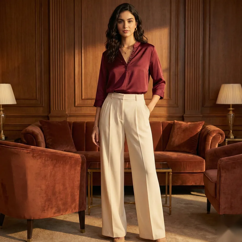 The Claret Satin Blouse