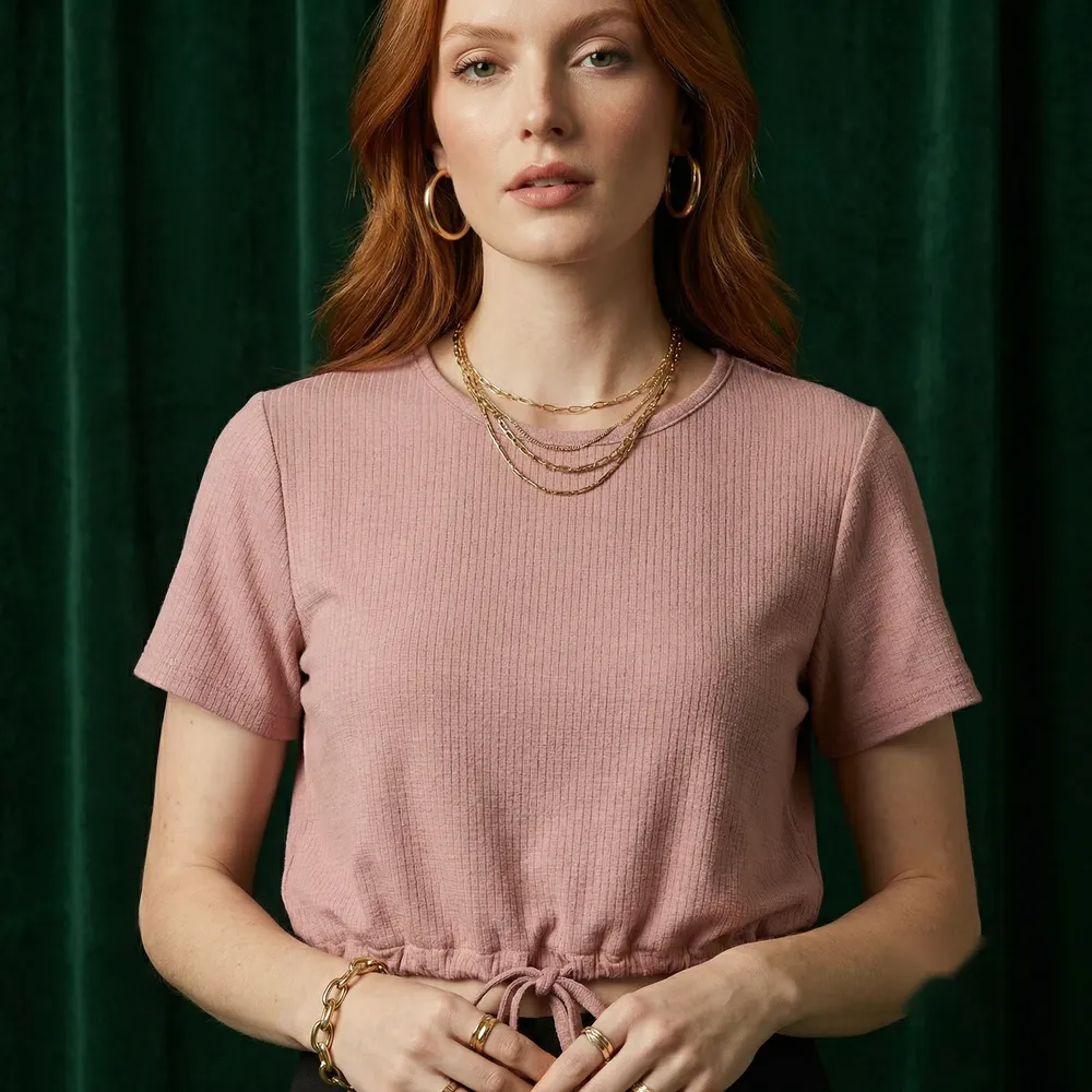 The Rose Ribbed Tie Top