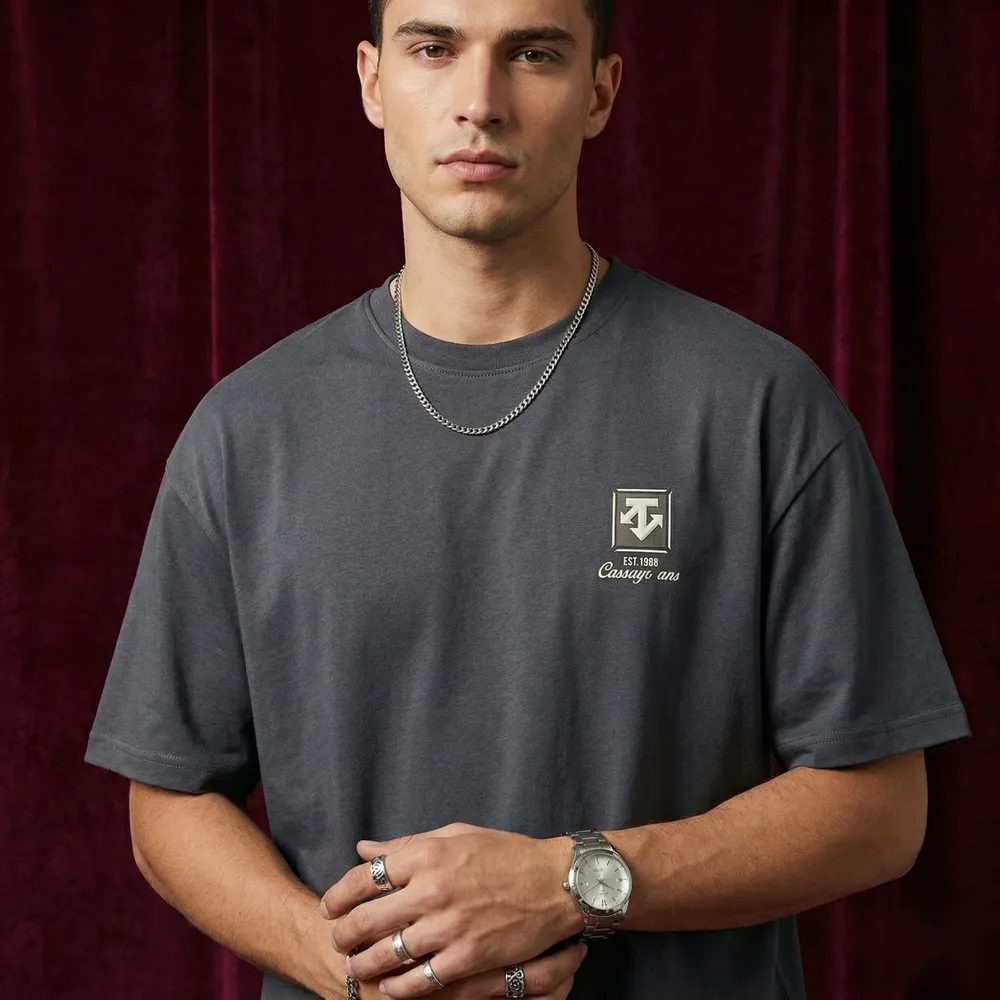 The Crest Tee in Charcoal