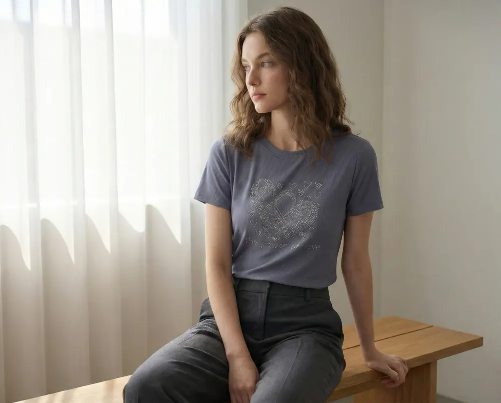 The Crystal Heart Tee – Bluish Gray