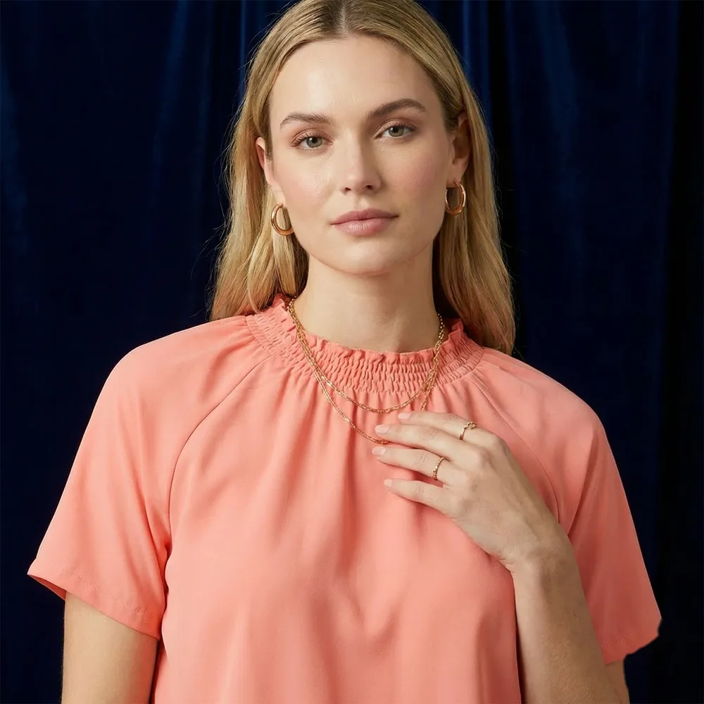 The Coral Smocked Blouse