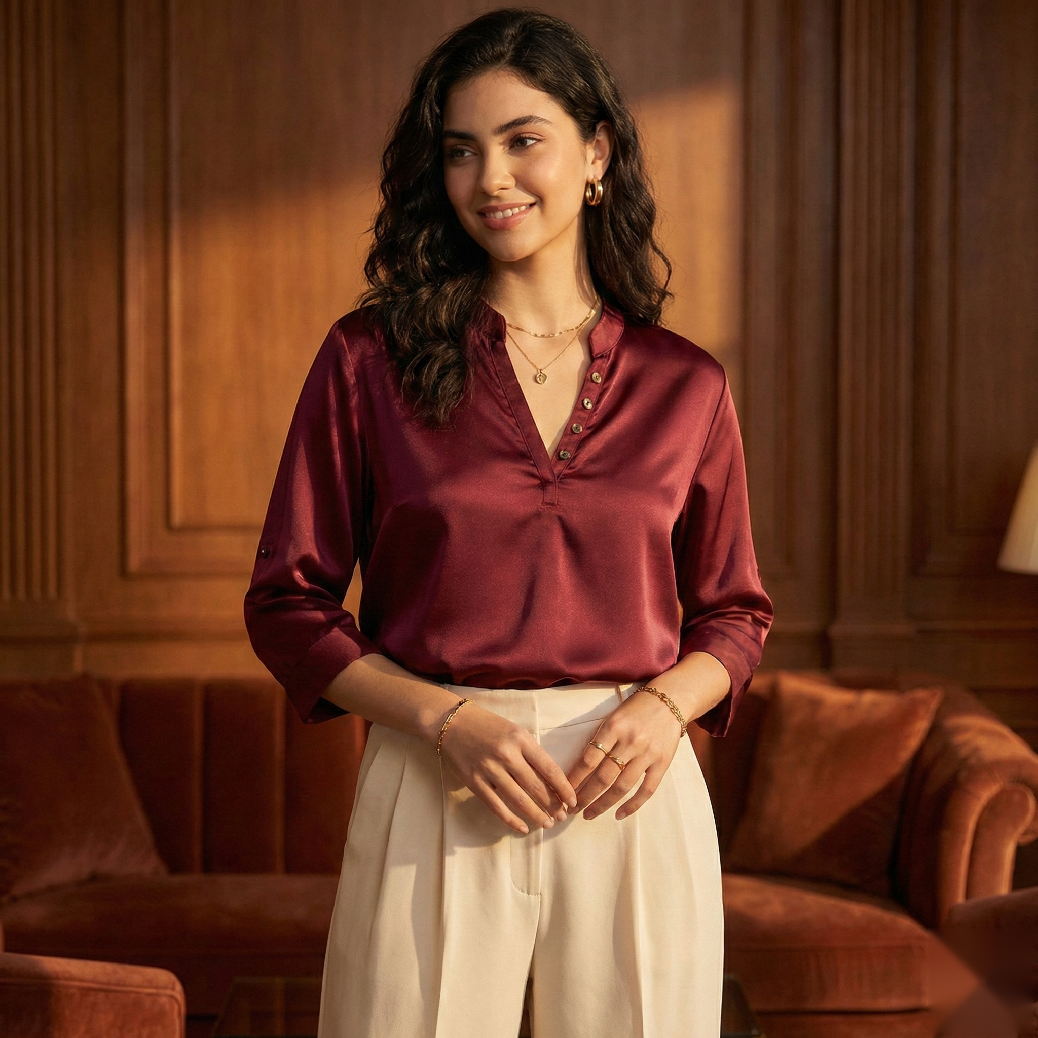 The Claret Satin Blouse