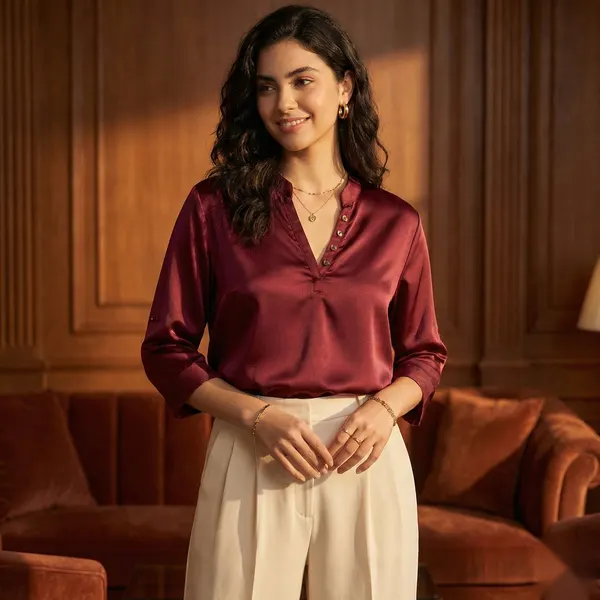 The Claret Satin Blouse