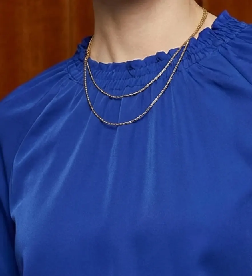 The Gathered Ruffle Top – Blue — 3