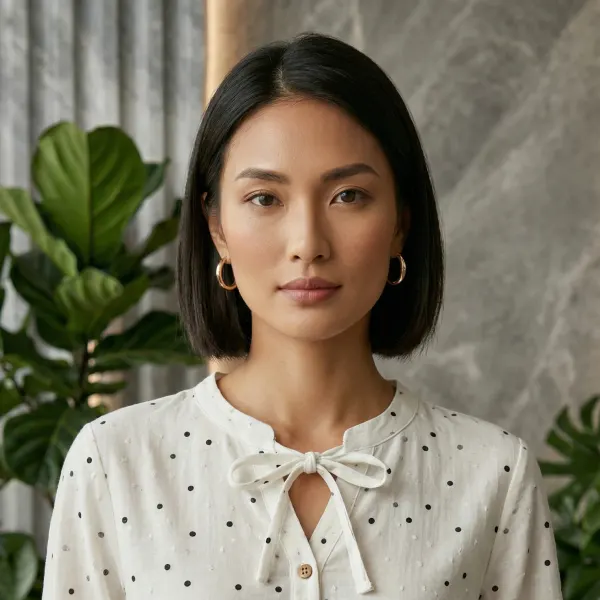 The Tie-Neck Dot Blouse – Ivory