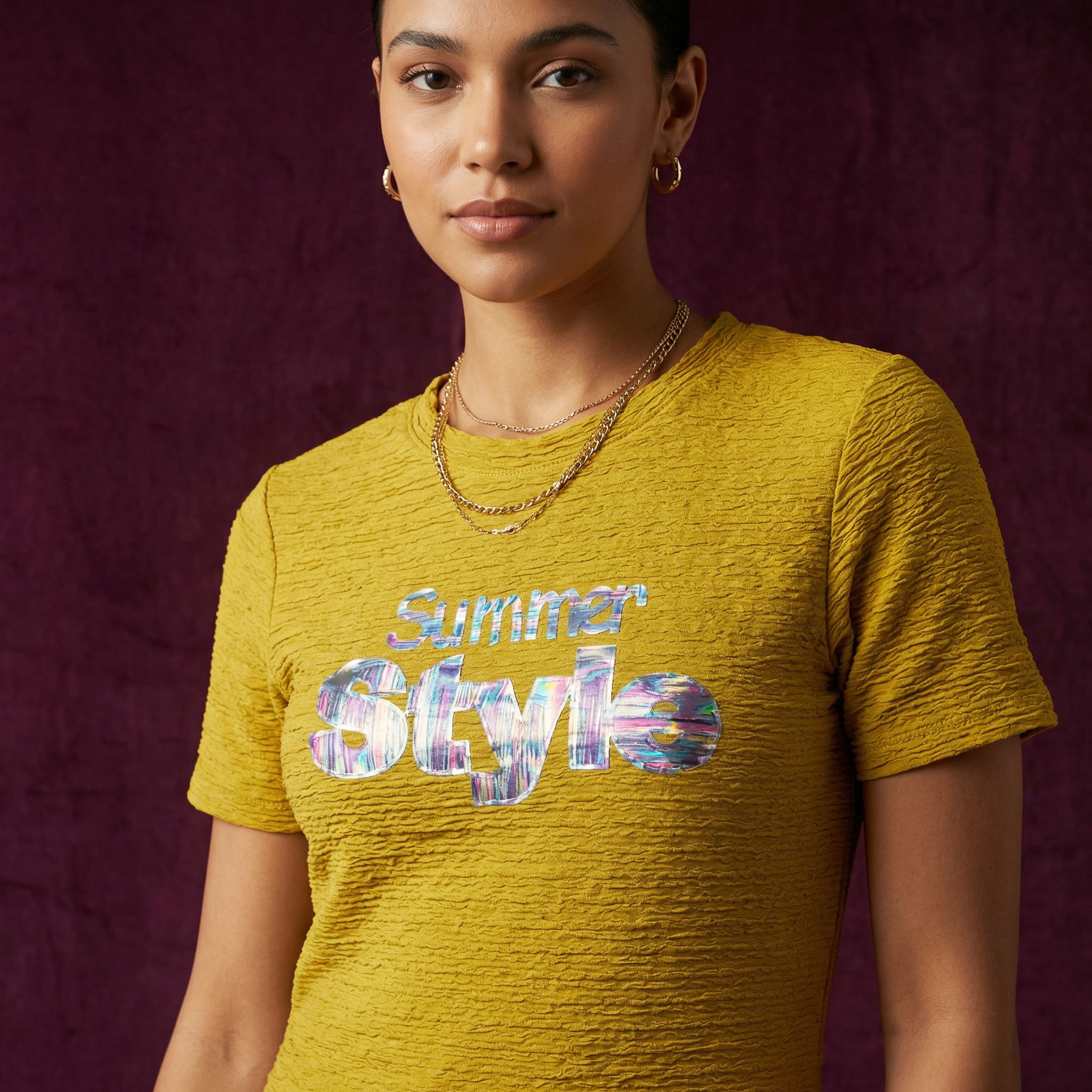 فستان قصير بعبارة «Summer Style»