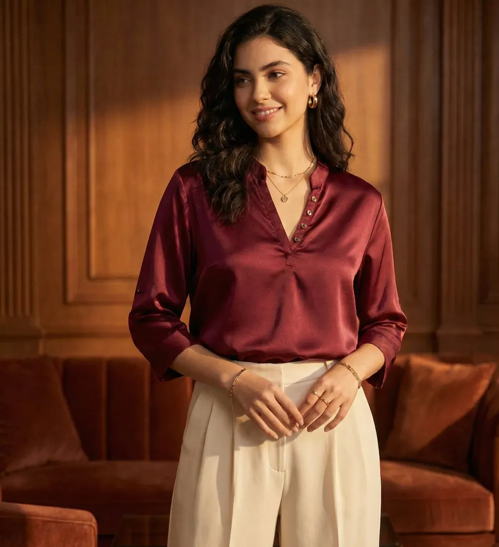 The Sheen Blouse – Red
