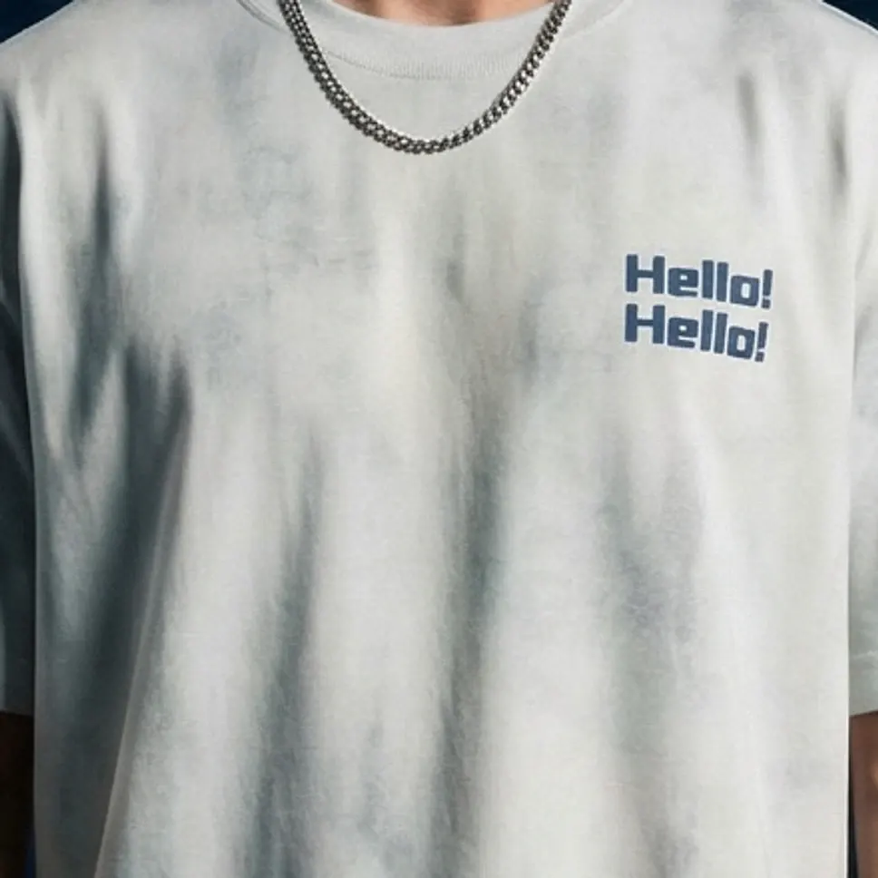 تيشيرت بكتابة «Hello» – رمادي — 4
